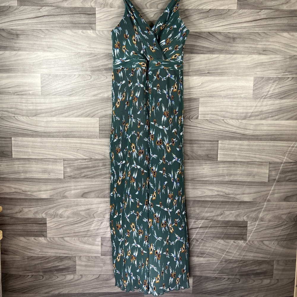 Astr The Label Plisse Teal Green Blue Multi Floral Jumpsuit Romper Size Medium
